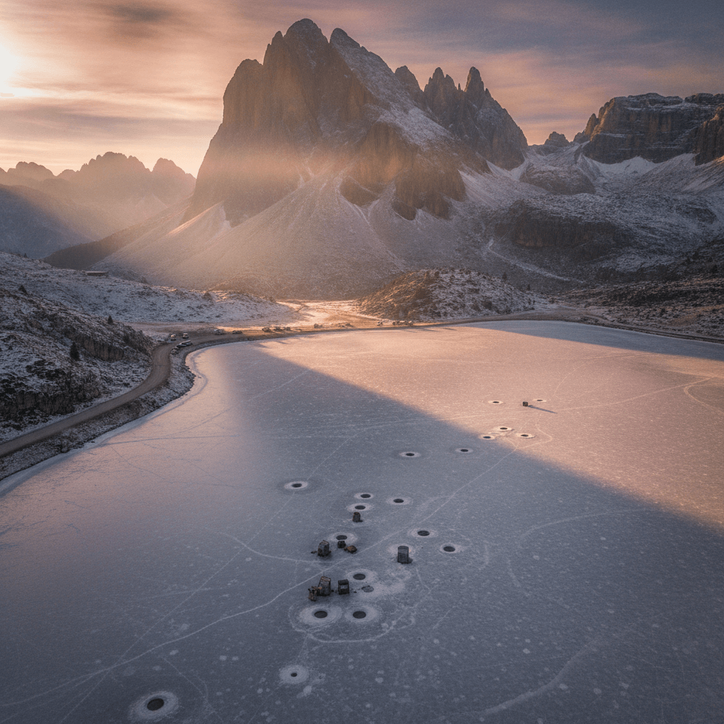 Lago alpino ghiacciato